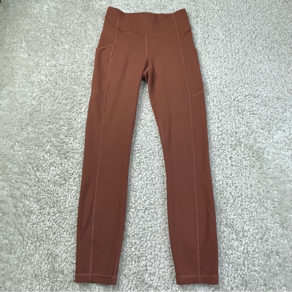 Lululemon Invigorate Leggings Tight 25” inseam Orange brown dark terracotta 4